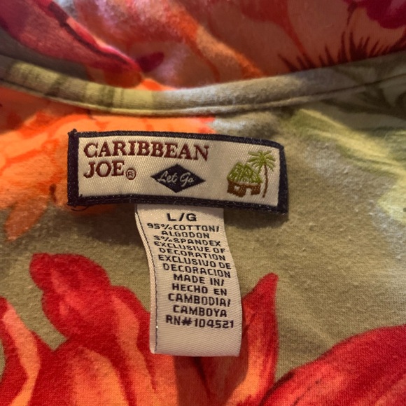 Caribbean Joe  Women’s Floral Polo Blouse - Pink & Orange Bloom Size Large - Picture 7 of 7